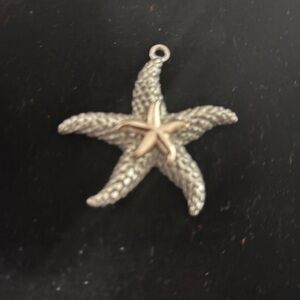 Silver And Gold Colored Star Fish Pendant (Chain Not Included) 2 Inch